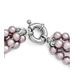 Sterling Silver Majestik 4Row 4-5mm Purple Shell Bead Twist Necklace