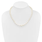 Majestik Sterling Silver Rhodium-plated 6-12mm Graduated White Imitation Shell Pearl Hand-knotted Necklace
