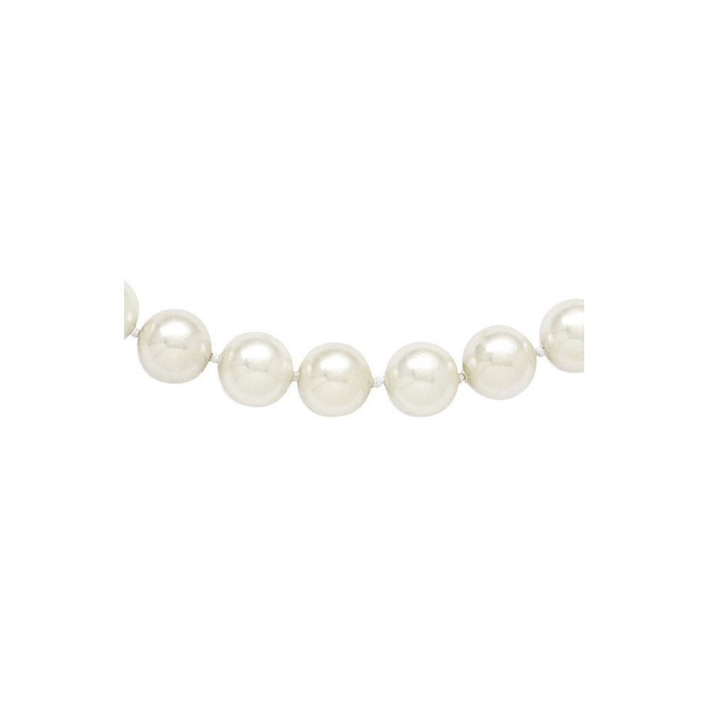 Majestik 10-11mm White Imitation Shell Pearl Hand-knotted Slip-on Necklace