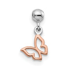 Mio Memento Sterling Silver Rhodium-plated Rose-tone Butterfly Charm