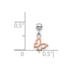 Mio Memento Sterling Silver Rhodium-plated Rose-tone Butterfly Charm