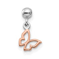 Mio Memento Sterling Silver Rhodium-plated Rose-tone Butterfly Charm