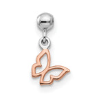 Mio Memento Sterling Silver Rhodium-plated Rose-tone Butterfly Charm