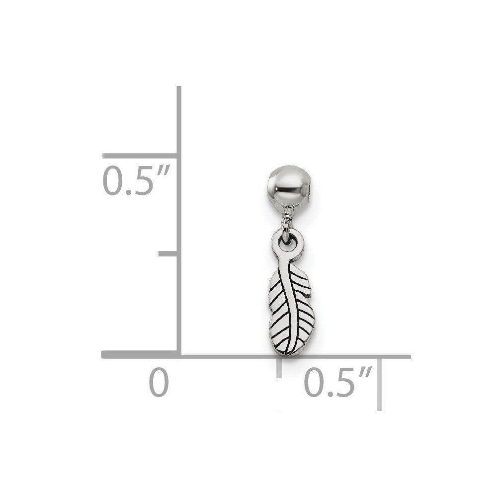 Mio Memento Sterling Silver Dangle Feather Charm