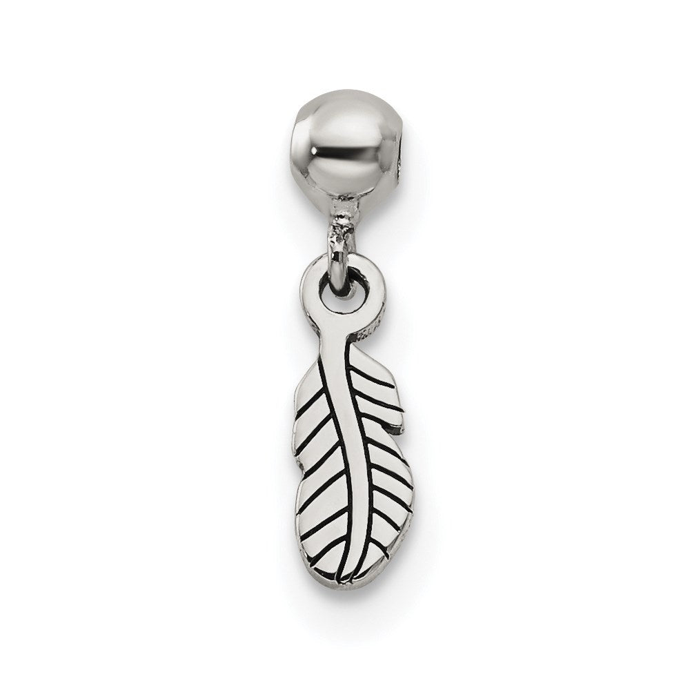 Mio Memento Sterling Silver Dangle Feather Charm