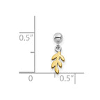 Mio Memento Sterling Silver Rhodium-plated Gold-tone Dangle Leave Charm