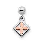 Mio Memento Sterling Silver Rhodium-plated Rose-tone Dangle Flower Charm