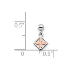 Mio Memento Sterling Silver Rhodium-plated Rose-tone Dangle Flower Charm
