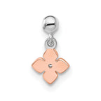 Mio Memento Sterling Silver Rhodium-plated Rose-tone CZ Flower Charm