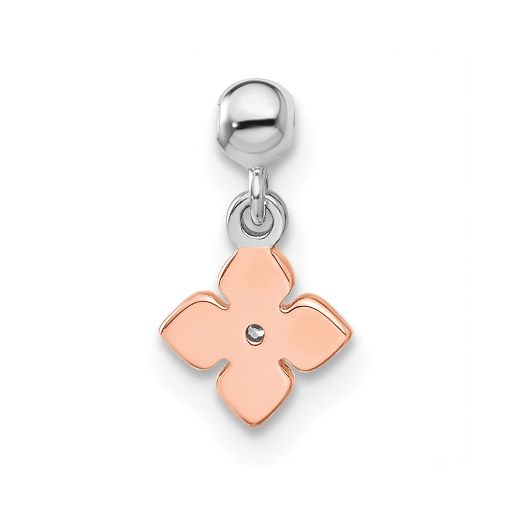 Mio Memento Sterling Silver Rhodium-plated Rose-tone CZ Flower Charm