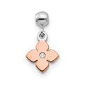 Mio Memento Sterling Silver Rhodium-plated Rose-tone CZ Flower Charm