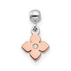 Mio Memento Sterling Silver Rhodium-plated Rose-tone CZ Flower Charm