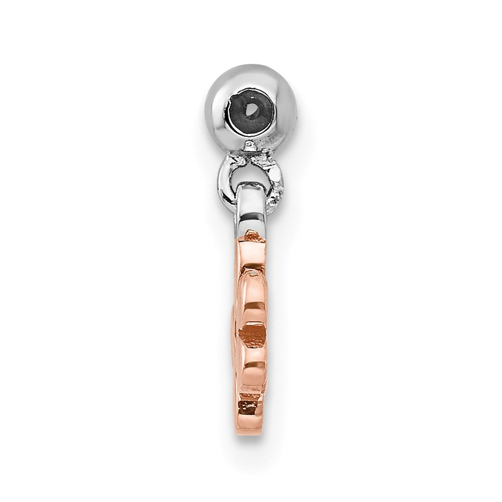 Mio Memento Sterling Silver Rhodium-plated Rose-tone CZ Flower Charm