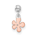 Mio Memento Sterling Silver Rhodium-plated Rose-tone CZ Flower Charm
