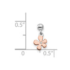 Mio Memento Sterling Silver Rhodium-plated Rose-tone CZ Flower Charm