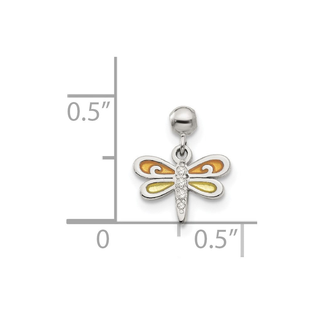 Mio Memento Sterling Silver Enamel CZ Dangle Dragonfly Charm