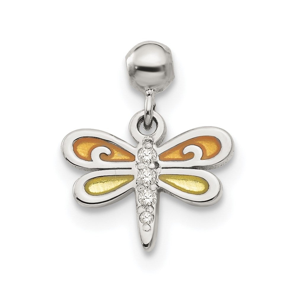 Mio Memento Sterling Silver Enamel CZ Dangle Dragonfly Charm