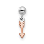 Mio Memento Sterling Silver Rhodium-plated Rose-tone Dangle Arrow Charm