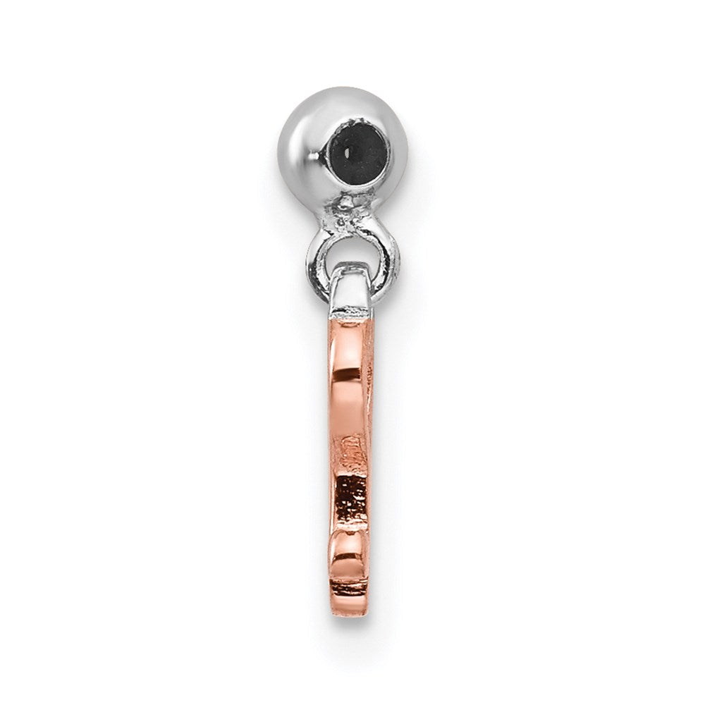 Mio Memento Sterling Silver Rhodium-plated Rose-tone Dangle Heart Key Charm