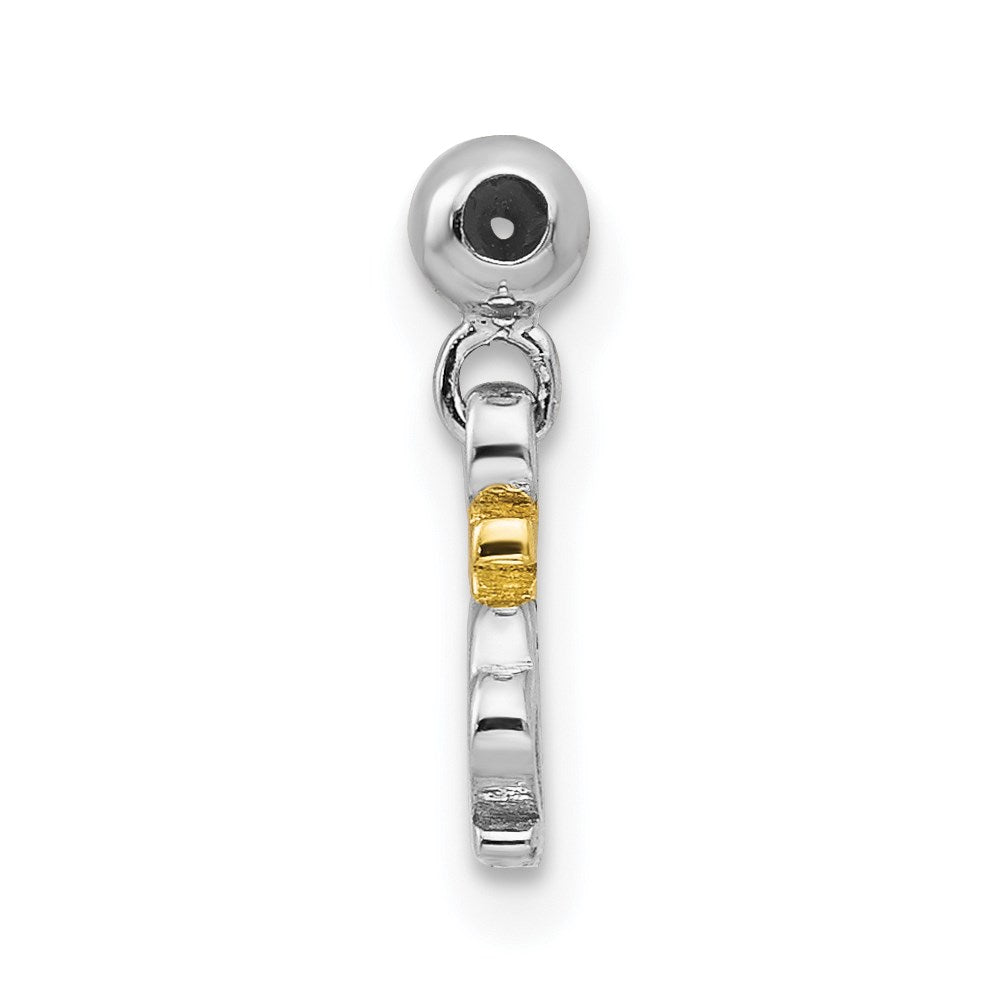 Mio Memento Sterling Silver Rhodium-plated Gold-tone CZ Dangle Crown Charm