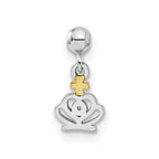 Mio Memento Sterling Silver Rhodium-plated Gold-tone CZ Dangle Crown Charm