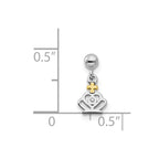 Mio Memento Sterling Silver Rhodium-plated Gold-tone CZ Dangle Crown Charm