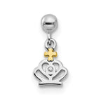 Mio Memento Sterling Silver Rhodium-plated Gold-tone CZ Dangle Crown Charm