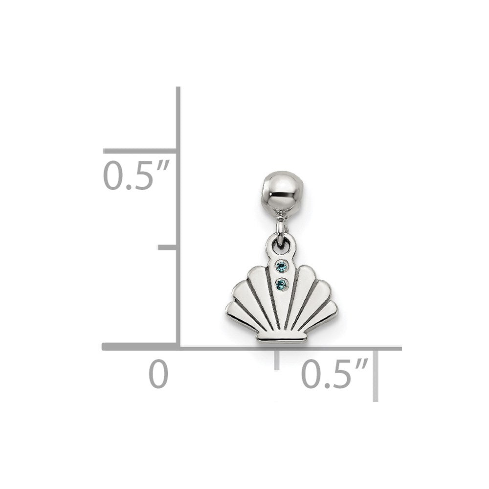 Mio Memento Sterling Silver Blue CZ Dangle Shell Charm