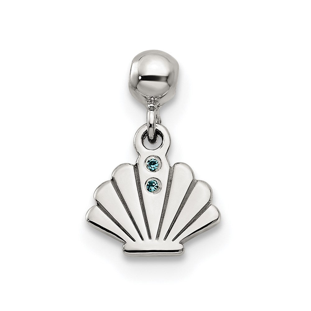 Mio Memento Sterling Silver Blue CZ Dangle Shell Charm