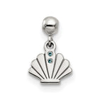 Mio Memento Sterling Silver Blue CZ Dangle Shell Charm