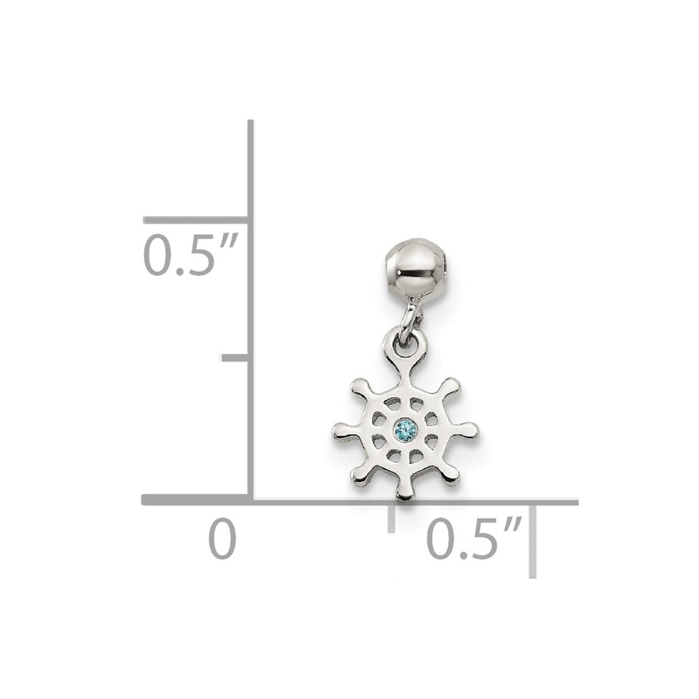 Mio Memento Sterling Silver Blue CZ Dangle Ship Charm