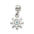 Mio Memento Sterling Silver Blue CZ Dangle Ship Charm