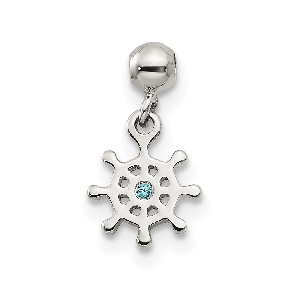 Mio Memento Sterling Silver Blue CZ Dangle Ship Charm