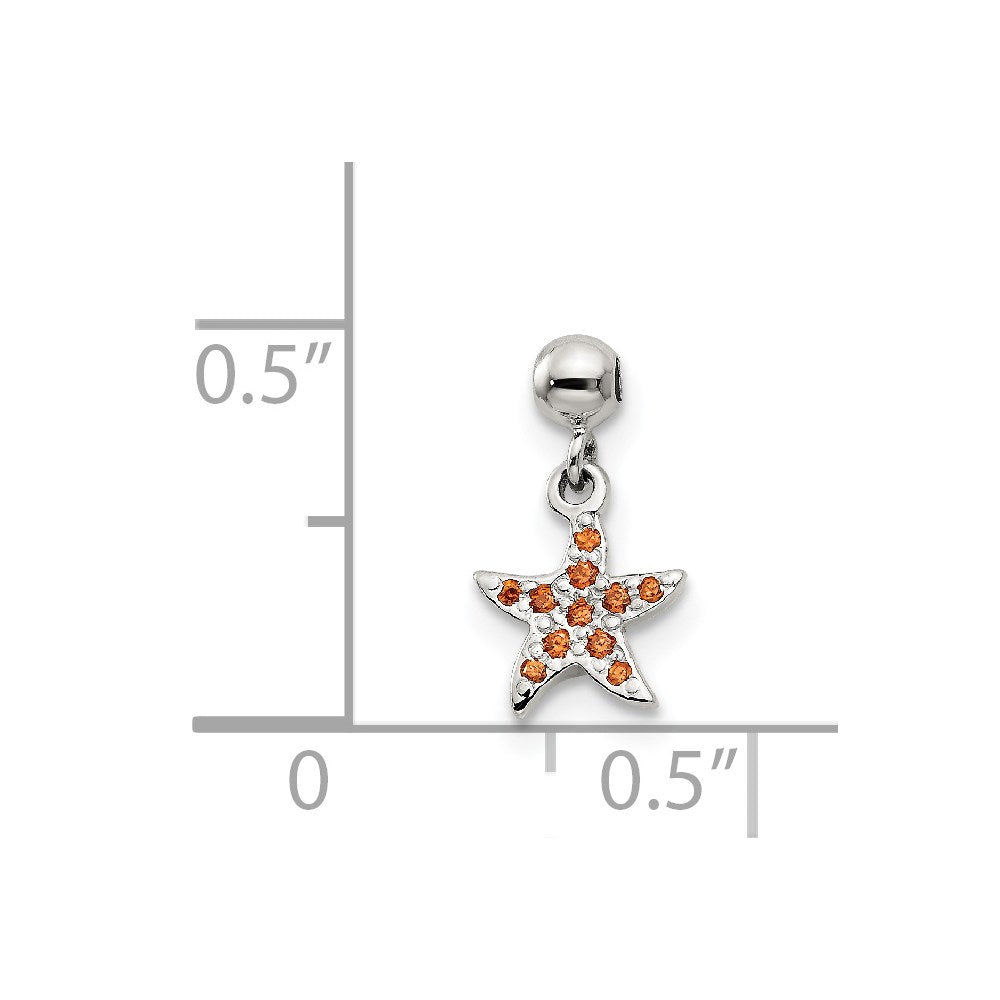 Mio Memento Sterling Silver Orange CZ Dangle Starfish Charm