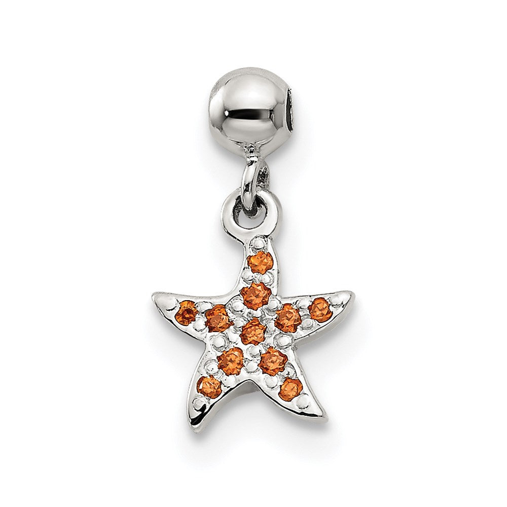 Mio Memento Sterling Silver Orange CZ Dangle Starfish Charm
