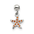 Mio Memento Sterling Silver Orange CZ Dangle Starfish Charm