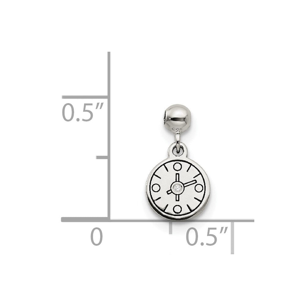 Mio Memento Sterling Silver Enamel CZ Dangle Compass Charm