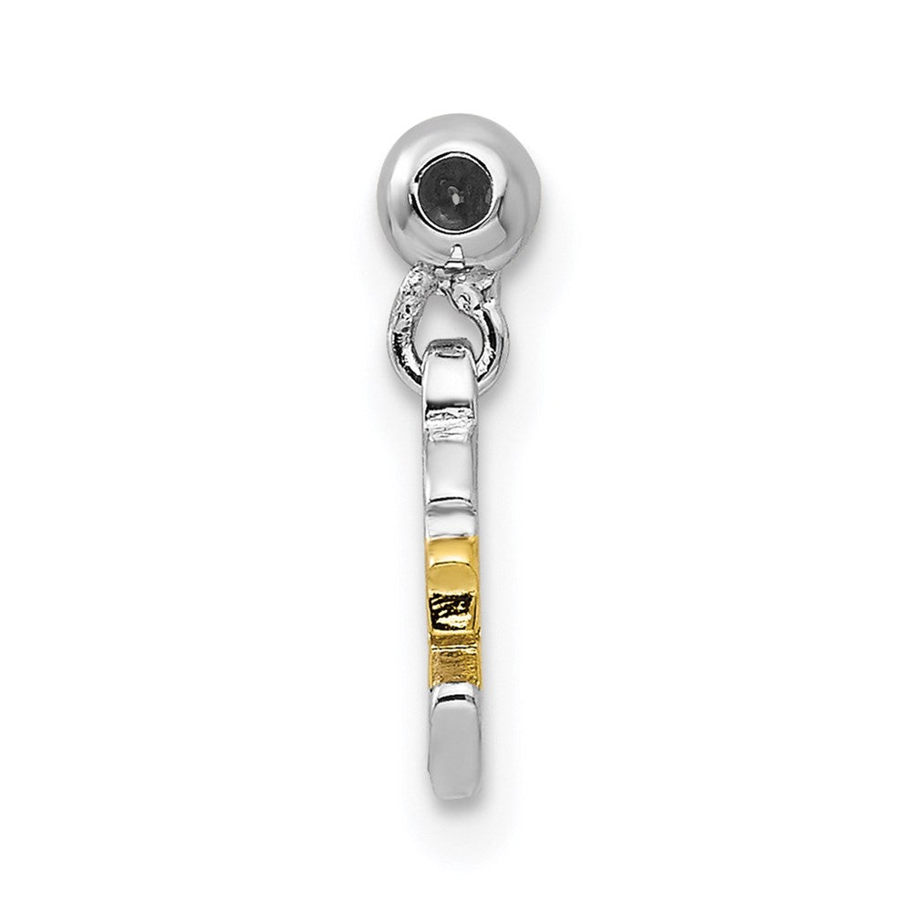 Mio Memento Sterling Silver Rhodium-plated Gold-tone CZ Dangle Moon Charm