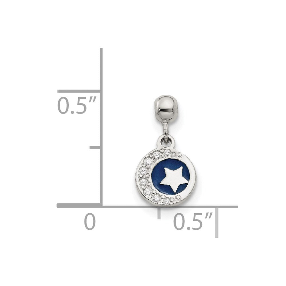 Mio Memento Sterling Silver Enamel CZ Dangle Moon and Star Charm