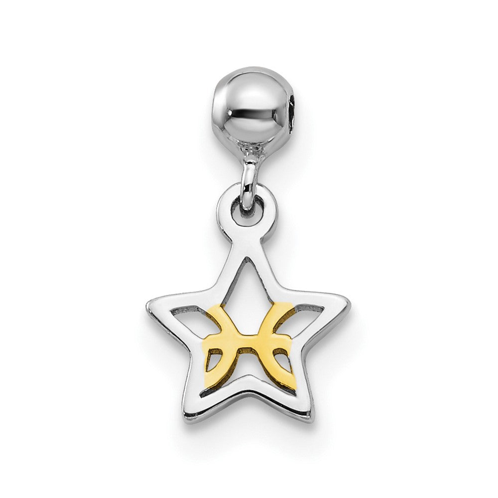 Mio Memento Sterling Silver Rhodium-plated Gold-tone Dangle Star Charm