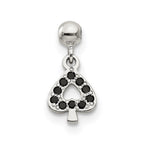Mio Memento Sterling Silver Black CZ Dangle Spade Charm