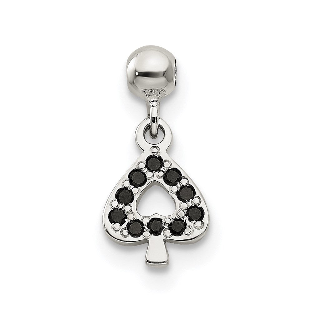 Mio Memento Sterling Silver Black CZ Dangle Spade Charm
