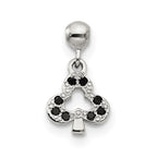 Mio Memento Sterling Silver Black CZ Dangle Club Charm