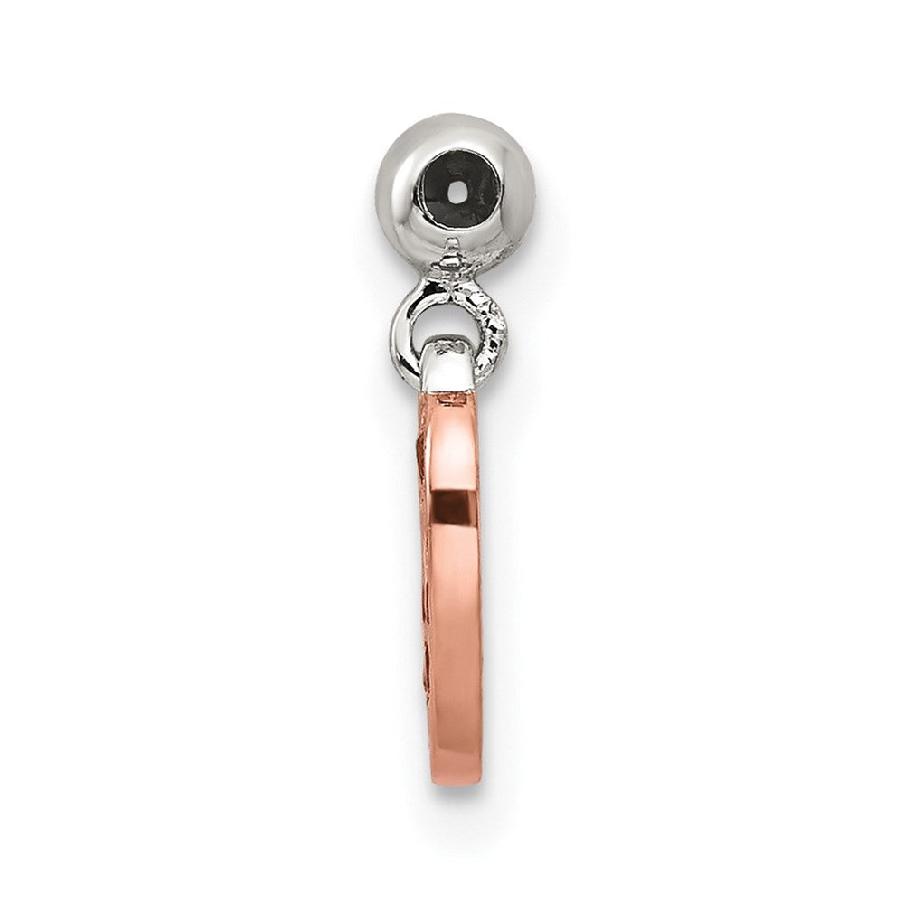 Mio Memento Sterling Silver Rose-tone Red CZ Dangle Heart Charm