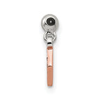 Mio Memento Sterling Silver Rose-tone Red CZ Dangle Diamond Shaped Charm