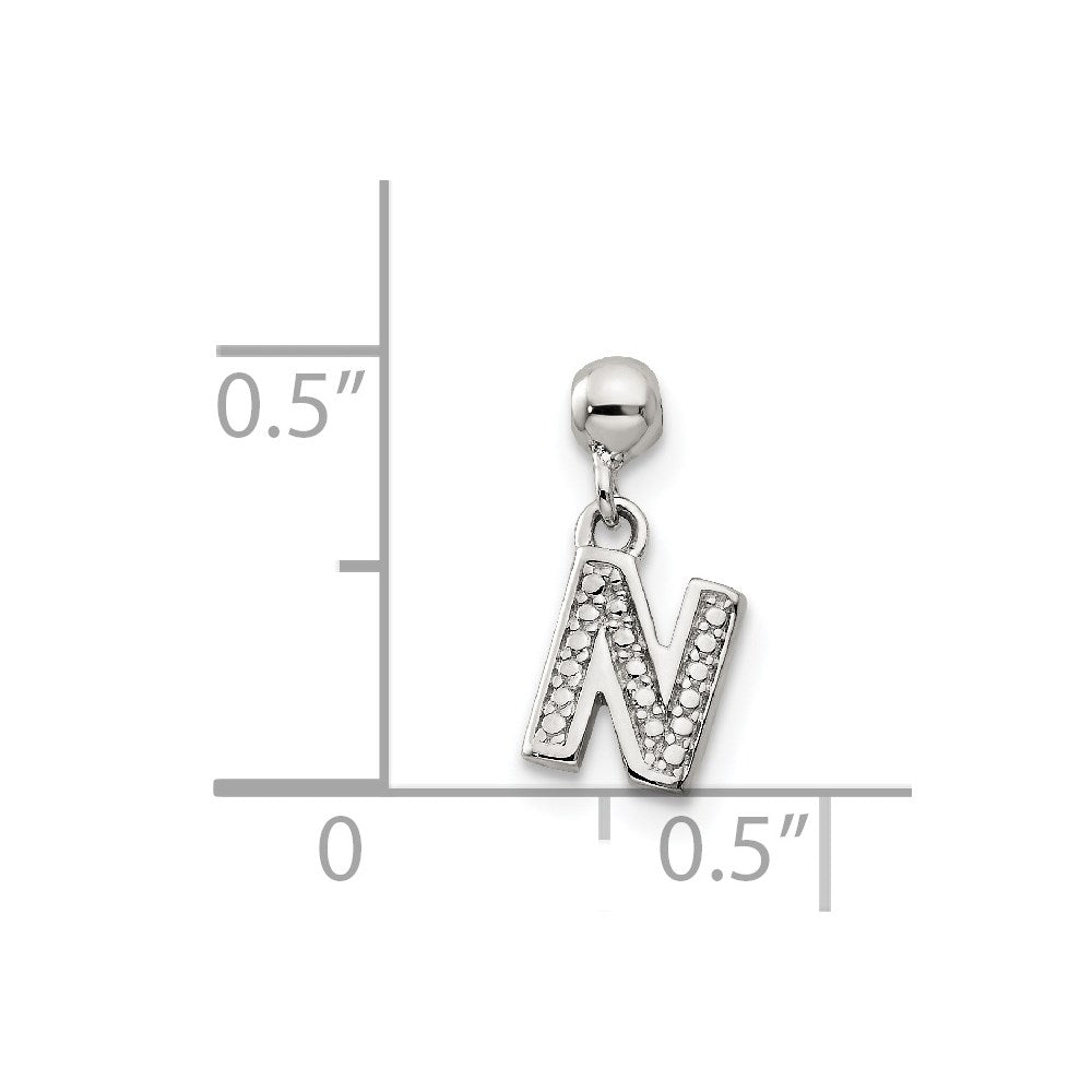 Mio Memento Sterling Silver Letter N Dangle Initial Charm