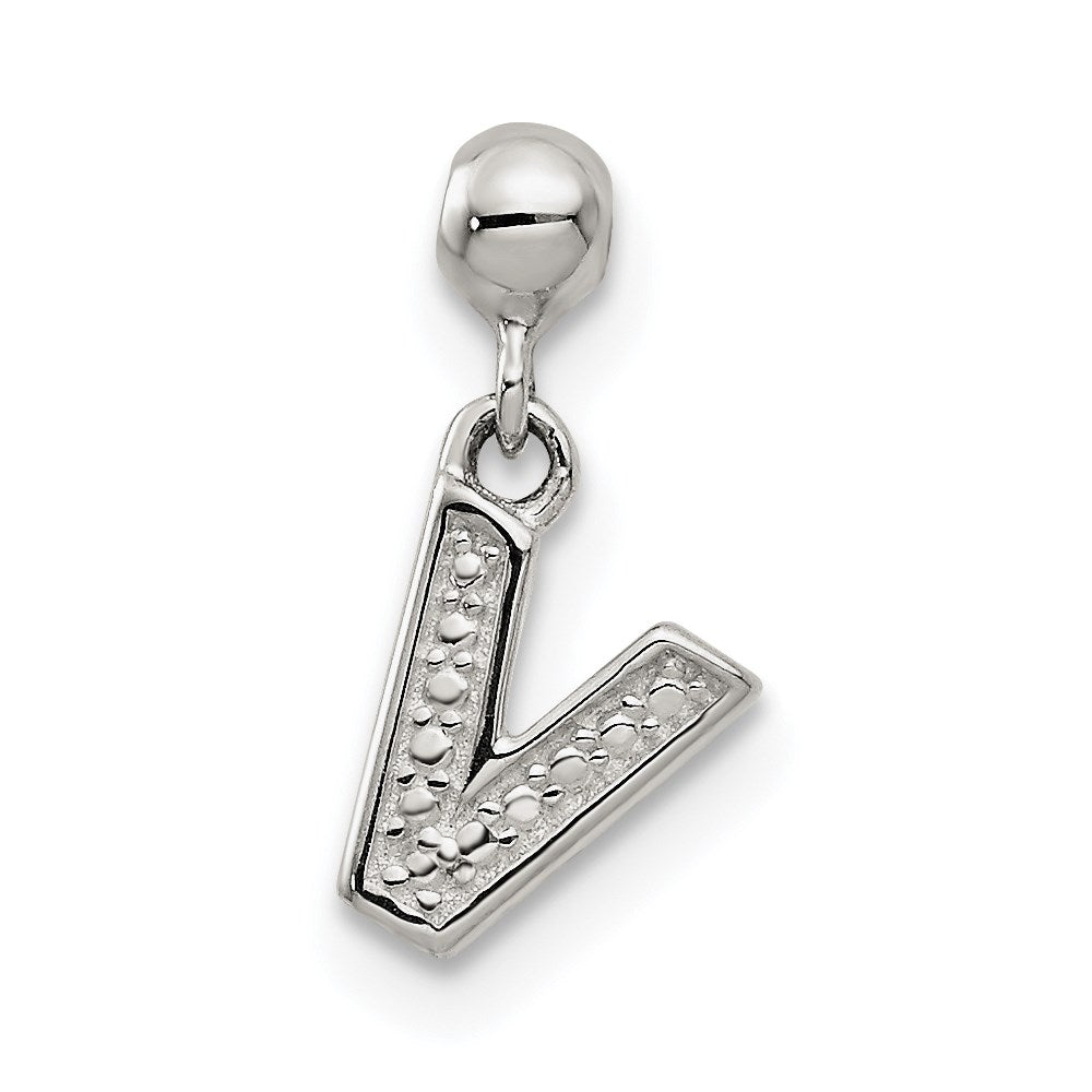 Mio Memento Sterling Silver Letter V Dangle Initial Charm