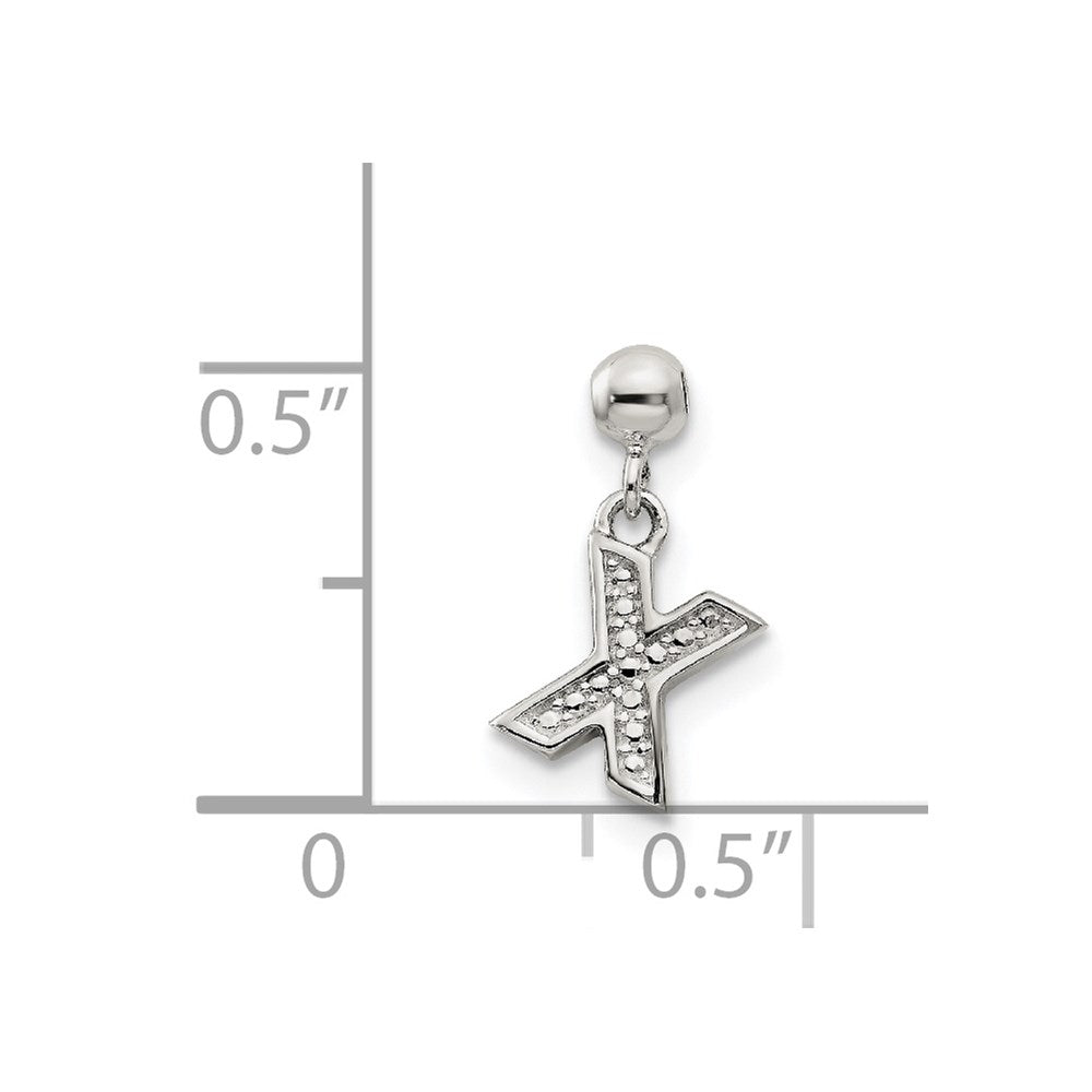 Mio Memento Sterling Silver Letter X Dangle Initial Charm