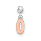 Mio Memento Sterling Silver Rhodium-plated Rose-tone Dangle Number 0 Charm