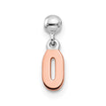 Mio Memento Sterling Silver Rhodium-plated Rose-tone Dangle Number 0 Charm